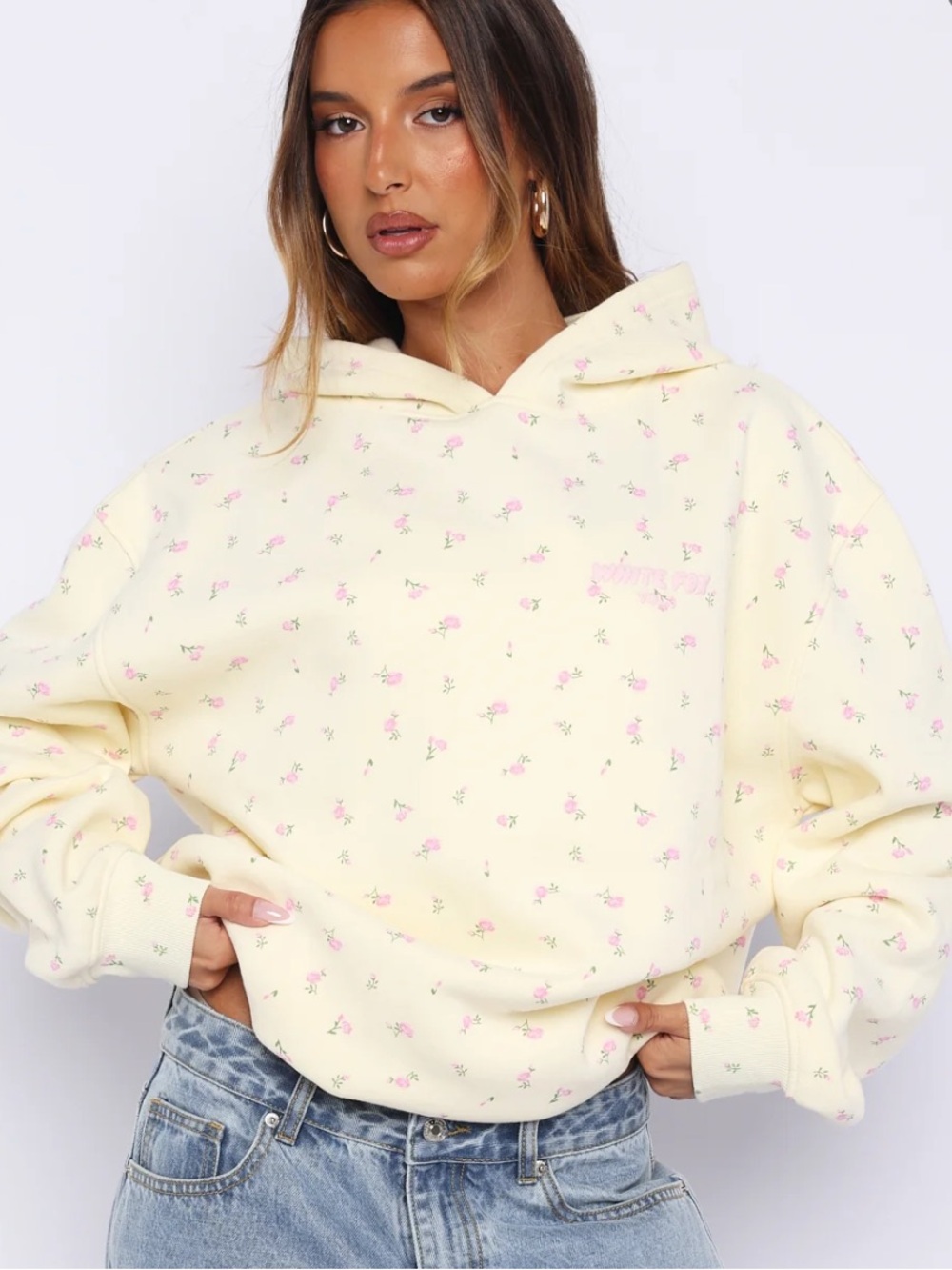 NWT White Fox Boutique Lemon Ditsy hoodie